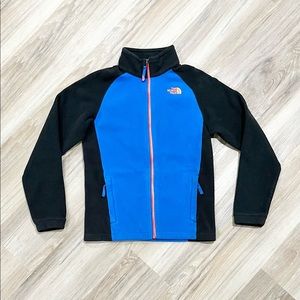 The North Face fleece full zip front youth black royal blue